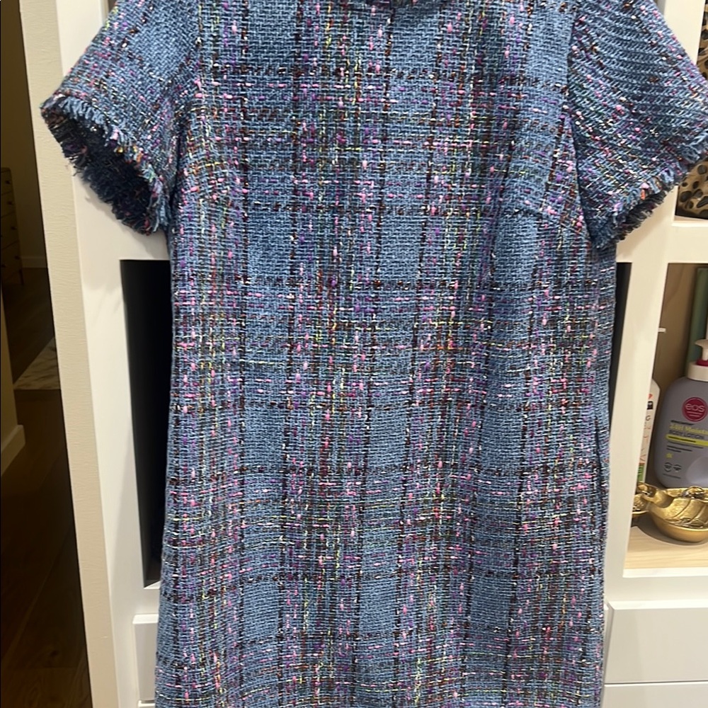 Chic Blue Tweed Dress